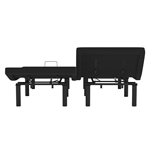 Flash Furniture Selene Adjustable Bed Base-Black Anti-Skid Upholstery-Height Adjustable Legs-Programmable Wireless Remote-Independent Head/Foot Incline-Split King