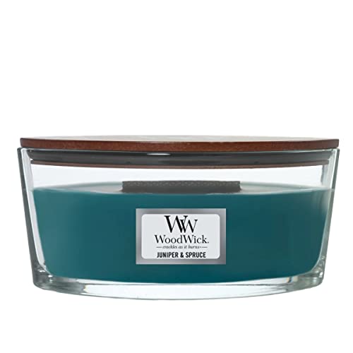 WoodWick Ellipse Scented Candle, Juniper & Spruce, 16oz | Up to 50 Hours Burn Time