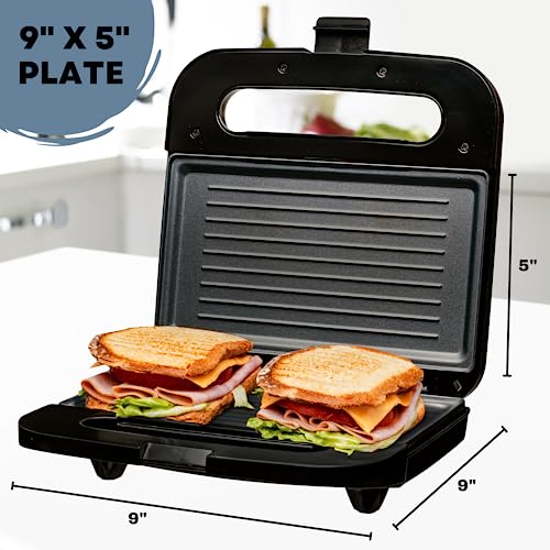 OVENTE Electric Panini Press Grill with Nonstick Plates, LED Indicator Lights, Thermostat Control, Cool Touch Handle, Compact Sandwich Maker Perfect for Cooking Breakfast, Snacks & More, Black GP0401B