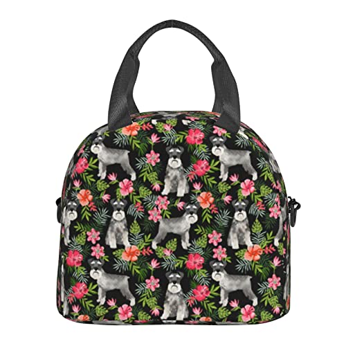 NHGFVT Lunch Bag For Women/Men Cooler Tote Bag Freezable Schnauzer Lunch Box With Adjustable Shoulder Strap One Size