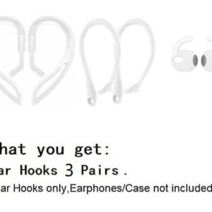 3 Pairs 3 Style Ear Hooks Compatible with AirPods 3 Accessories Compatible with AirPods 3 Earhooks Ear Hook,White/Clear A3