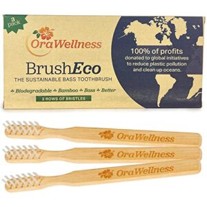 OraWellness Original Healthy Mouth Blend Organic Toothpaste & Mouthwash Alternative, 3 Pack + BrushEco Bamboo Toothbrush with Three Rows, 3 Pack, Reduce Gum Disease, Promote Healthy Teeth and Gums