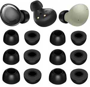 memory foam tips compatible with galaxy buds pro/galaxy buds 2 / galaxy buds plus replacement ear tips, perfect noise cancellation, fit in case, 6 pairs [3 size] foam tips black (foam gbp6p)