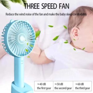 Mini handheld portable fan, 3 speeds, handheld fan, small portable fan, battery fan, usb fan portable rechargeable, lash fan, travel fan, phone fan, face fan(blue)