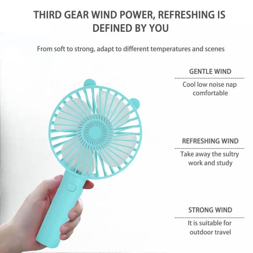 Mini handheld portable fan, 3 speeds, handheld fan, small portable fan, battery fan, usb fan portable rechargeable, lash fan, travel fan, phone fan, face fan(blue)