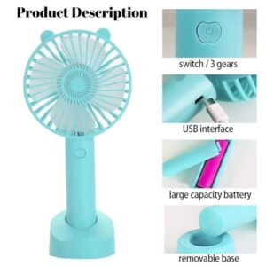 Mini handheld portable fan, 3 speeds, handheld fan, small portable fan, battery fan, usb fan portable rechargeable, lash fan, travel fan, phone fan, face fan(blue)