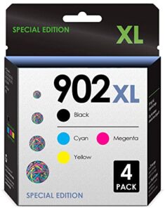 5-star 902xl ink 4 pack cartridge. works with hp officejet pro 6962 6954 6960 6968 6958 6970 6979 6950 6975 printers. 4 pack (black, cyan, magenta, yellow)