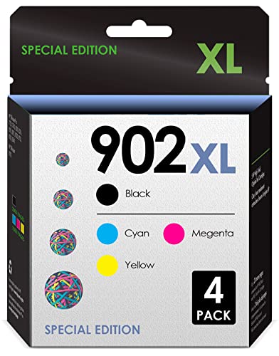 5-Star 902XL Ink 4 Pack Cartridge. Works with HP Officejet Pro 6962 6954 6960 6968 6958 6970 6979 6950 6975 Printers. 4 Pack (Black, Cyan, Magenta, Yellow)