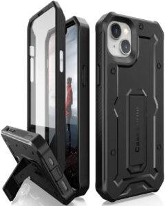 caseborne v compatible with iphone 14 plus case [not pro] - military grade full-body rugged with kickstand and built-in screen protector - black