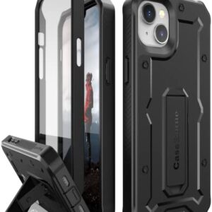 CaseBorne V Compatible with iPhone 14 Plus Case [Not Pro] - Military Grade Full-Body Rugged with Kickstand and Built-in Screen Protector - Black