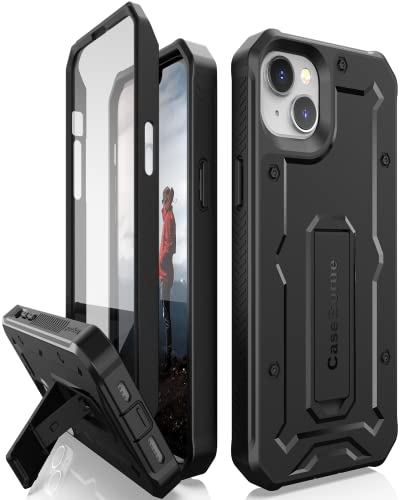 CaseBorne V Compatible with iPhone 14 Plus Case [Not Pro] - Military Grade Full-Body Rugged with Kickstand and Built-in Screen Protector - Black