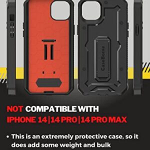 CaseBorne V Compatible with iPhone 14 Plus Case [Not Pro] - Military Grade Full-Body Rugged with Kickstand and Built-in Screen Protector - Black