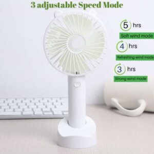 Lisherse Mini handheld portable fan, 3 speeds, handheld fan, small portable fan, battery fan, usb fan portable rechargeable, lash fan, travel fan, phone fan, face fan (white)