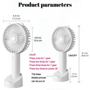 Lisherse Mini handheld portable fan, 3 speeds, handheld fan, small portable fan, battery fan, usb fan portable rechargeable, lash fan, travel fan, phone fan, face fan (white)