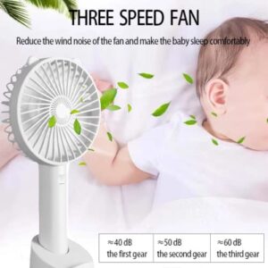 Lisherse Mini handheld portable fan, 3 speeds, handheld fan, small portable fan, battery fan, usb fan portable rechargeable, lash fan, travel fan, phone fan, face fan (white)