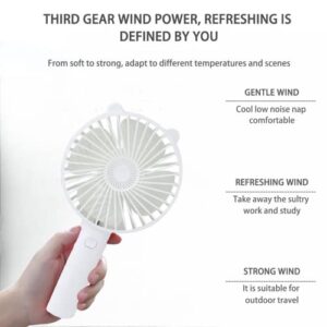 Lisherse Mini handheld portable fan, 3 speeds, handheld fan, small portable fan, battery fan, usb fan portable rechargeable, lash fan, travel fan, phone fan, face fan (white)