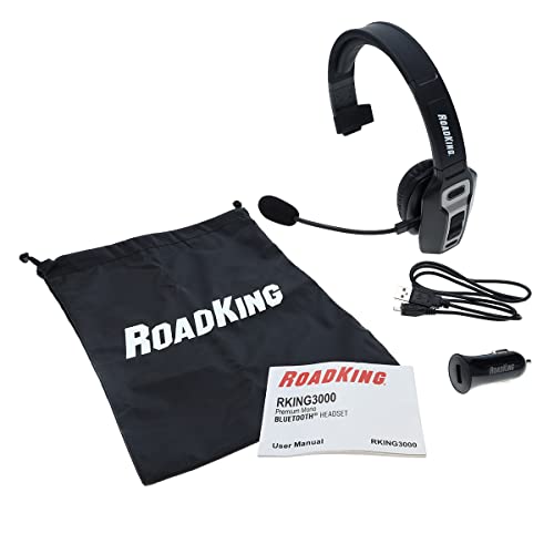 RoadKing RKING3000 Noise Cancelling Bluetooth(R) Headset Wireless Trucker Headset w Mic Premium, Black