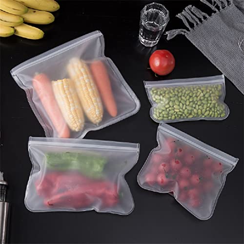 4Pcs/Set Silicone Food Storage Bags, Reusable Silicone Freezer Fresh-Keeping Bag Container