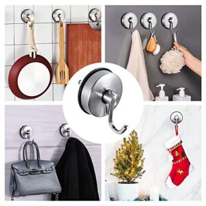 JOMOLA Suction Cup Hook Powerful Kitchen Utensil Storage Organizer Removable Shower Hooks with Suction Cup Holder for Bathroom Towel Hanger Stainless Steel Brushed Finish, 2PCS