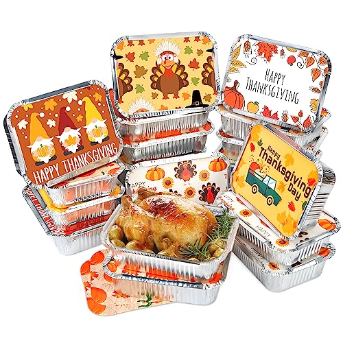 AKEROCK Thanksgiving Leftover Containers with Lids, Thanksgiving to go Containers, Tin Foil, 36 Pieces Total
