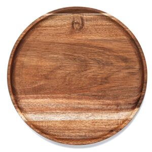 round wood tray, acacia wooden serving tray, serving platter, appetizer charcuterie board, tray organizer for kitchen/countertop, 13.8 x 13.8 x 0.8 inch