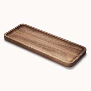 bathroom vanity tray, acacia wood counter tray, toilet tank tray, appetizer charcuterie snack serving board, 13.8 x 5.5 x 0.8 inch