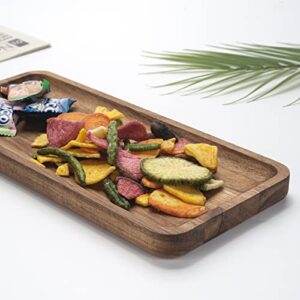 Bathroom Vanity Tray, Acacia Wood Counter Tray, Toilet Tank Tray, Appetizer Charcuterie Snack Serving Board, 13.8 x 5.5 x 0.8 inch