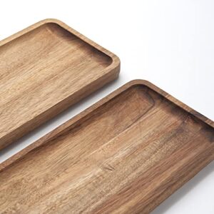 Bathroom Vanity Tray, Acacia Wood Counter Tray, Toilet Tank Tray, Appetizer Charcuterie Snack Serving Board, 13.8 x 5.5 x 0.8 inch