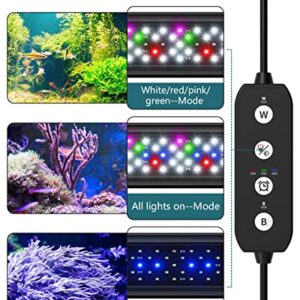 SEAOURA Led Aquarium Light for Plants-Full Spectrum Fish Tank Light with Timer Auto On/Off, 18-24 Inch, Adjustable Brightness, White Blue Red Green Pink LEDs with Extendable Brackets for Freshwater