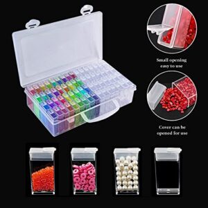 Diamond Painting Storage Containers, 64 Slots Bead Storage Containers with 140pcs Label for Diamond Art Organizer, Bead and Seed Storage Box (64 Grids)