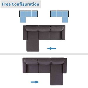 Tulib Reversible Sectional Sleeper Sofa with Storage Chaise, L-Shape 3 Seat Velvet Corner Couch with Pulled Out Bed, for Living Room, Office, 83 Dark Gray