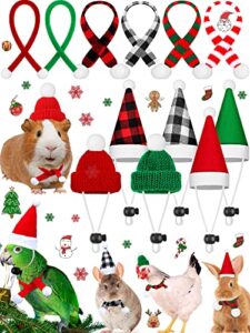 12 pieces christmas guinea pig costume chicken hat scarf set xmas hat and scarf rabbit christmas clothes festival small animal outfits for hen duck hamster guinea pig kitten puppy parrot