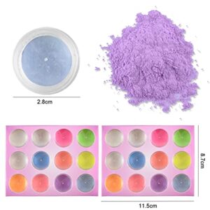 BAIYIYI Glow in The Dark Powder,Pack of 24 Luminous Pigment Powder Night Fluorescent UV Neon Color Changing Pigment Dust for DIY Nail Art Slime Resin Acrylic Paint Ink Non-Toxic