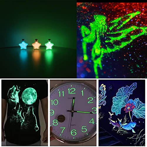 BAIYIYI Glow in The Dark Powder,Pack of 24 Luminous Pigment Powder Night Fluorescent UV Neon Color Changing Pigment Dust for DIY Nail Art Slime Resin Acrylic Paint Ink Non-Toxic