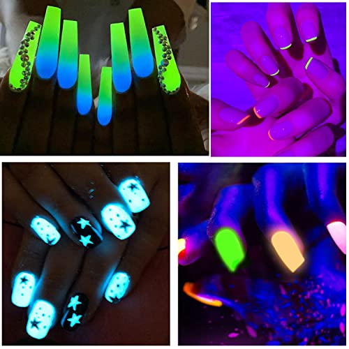 BAIYIYI Glow in The Dark Powder,Pack of 24 Luminous Pigment Powder Night Fluorescent UV Neon Color Changing Pigment Dust for DIY Nail Art Slime Resin Acrylic Paint Ink Non-Toxic