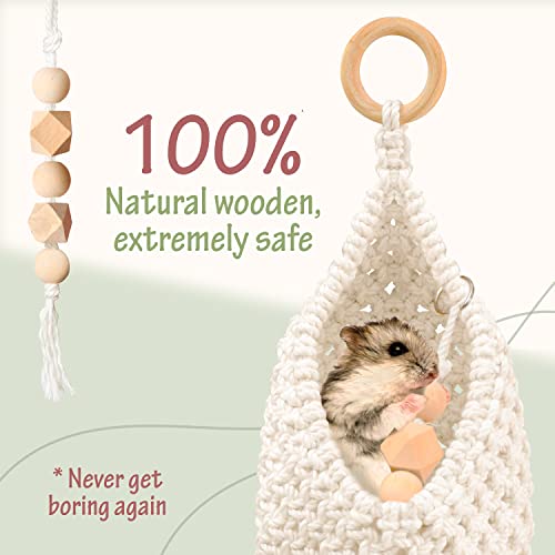 97 DECOR Rat Hammock for Cage - Hamster Hammock, Ferret Hammock for Cage Sleep Sack, Guinea Pig Hide, Hanging Hamster Beds, Small Animal Hammocks for Rats & Ferrets, Pet Rat Cage Accessories (Macrame)