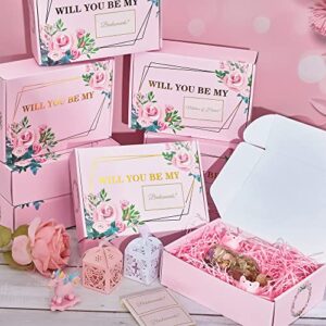 10 Pieces Bridesmaid Proposal Boxes with Crinkle Paper, Includes 8 for Bridesmaids, 1 for Maid of Honor, and 1 for Matron of Honor Stickers Bridesmaid Gift Boxes for Bridesmaid Gifts Bridal Parties