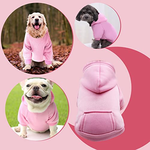 Puppy Hoodie Sweater Clothes Fall Winter Dog Boy Medium Fleece for Small Warm Girl with Pocket Dogs - Pet Clothes Large Breed Dog Clothes Female (Pink, S)