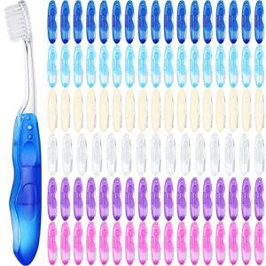 nuogo 100 pieces travel toothbrushes folding tooth brush portable soft collapsable toothbrush bulk for kids adult camping hiking travel supplies, 6 colors