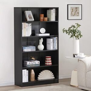 soohow modern 5-tier shelf bookcase storage bookshelve with adjustable shelves for living study room,black