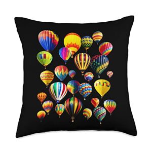 ingenius hot air balloon colorful cute hot air ride vacation flying balloons throw pillow, 18x18, multicolor