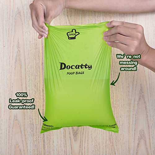 Docatty Dog Poop Bags, 20 Rolls, 300 Bags, 9 x 13 Inch Waste Dog Bag Refill Rolls for Poop with Dispenser, Extra Thick, Leak Proof, Scented Dog Waste Bags for Dogs and Cats