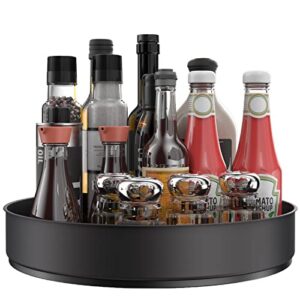 vaehold lazy susan stainless steel black spice rack turntable for pantry cabinet - decorative trays storage containers organizer for kitchen cabinet, snacks, bathroom (10 inches)
