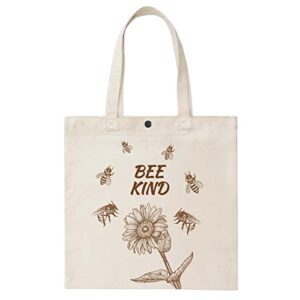 boutikpro bee kind canvas tote bag, aesthetic cotton reusable canvas bag with handles for women cloth grocery shopping bags birthday gift choice