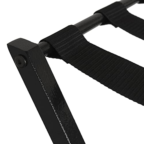 H-A 2 Tiers Metal Luggage Rack Foldable Suitcase Luggage Stand with shoe shelf for Home Bedroom Hotel 200lbs Capacity, Black