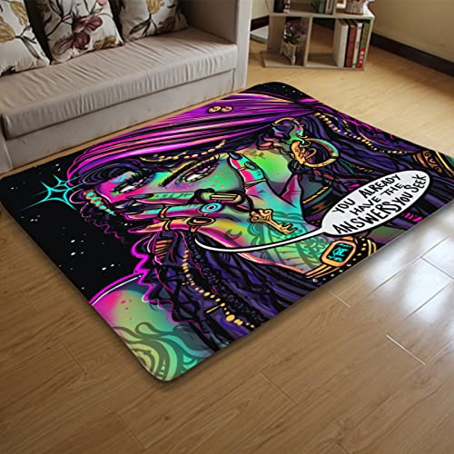 3x5 Ft Super Soft Indoor Modern Area Rug Rugs for Living Room Bedroom Trippy Cool Spooky Girl 60x39 Inch Rug