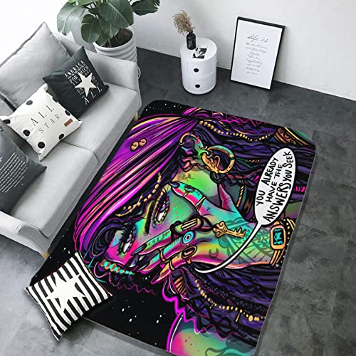 3x5 Ft Super Soft Indoor Modern Area Rug Rugs for Living Room Bedroom Trippy Cool Spooky Girl 60x39 Inch Rug