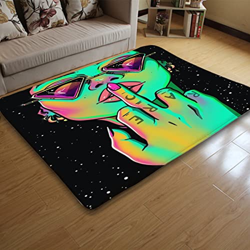 ZGH 3x5 Ft Super Soft Indoor Modern Area Rug Rugs for Living Room Bedroom Cool Psychedelic Girl with Glasses 60x39 Inch Rug