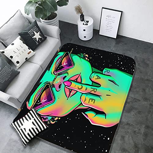 ZGH 3x5 Ft Super Soft Indoor Modern Area Rug Rugs for Living Room Bedroom Cool Psychedelic Girl with Glasses 60x39 Inch Rug