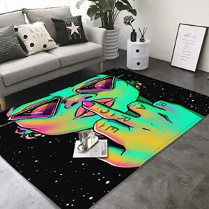 ZGH 3x5 Ft Super Soft Indoor Modern Area Rug Rugs for Living Room Bedroom Cool Psychedelic Girl with Glasses 60x39 Inch Rug